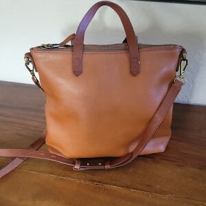 Madewell Zip Top Transport Tan Leather Crossbody Bag